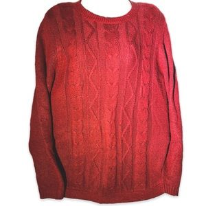 Cozy red holiday knit sweater with adorable side button detail